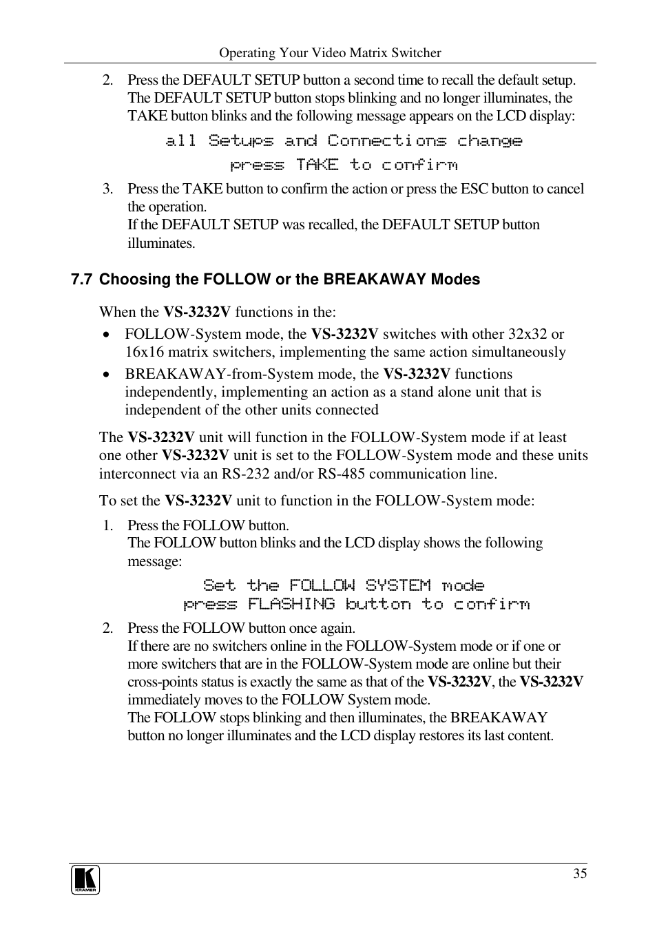 Kramer Electronics VS-3232V User Manual | Page 39 / 60