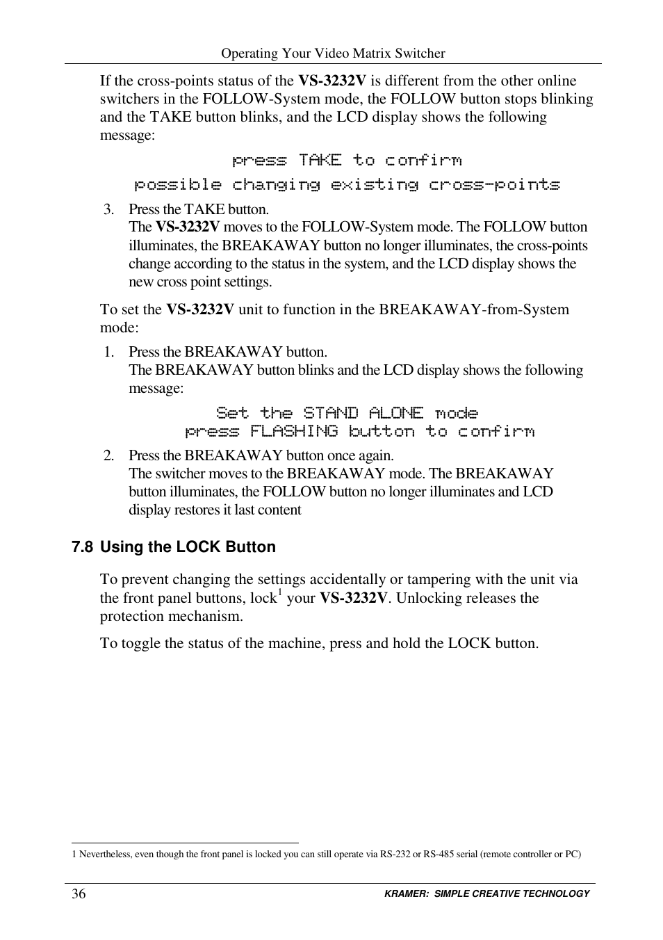 Kramer Electronics VS-3232V User Manual | Page 40 / 60