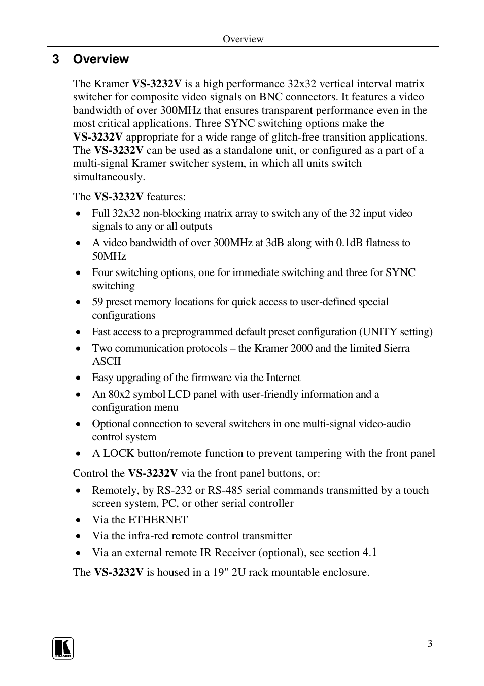 Kramer Electronics VS-3232V User Manual | Page 7 / 60