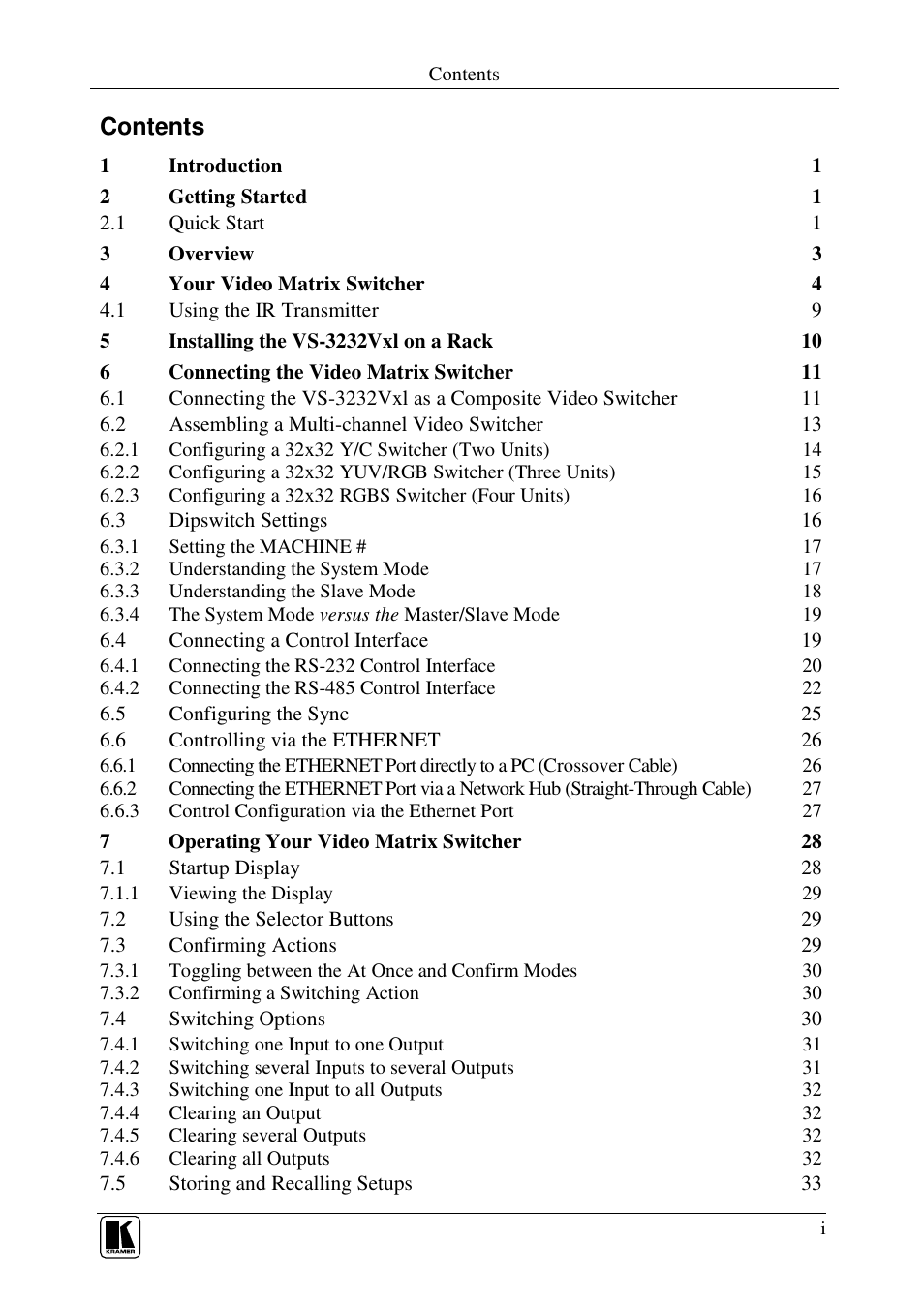 Kramer Electronics VS-3232Vxl User Manual | Page 2 / 61
