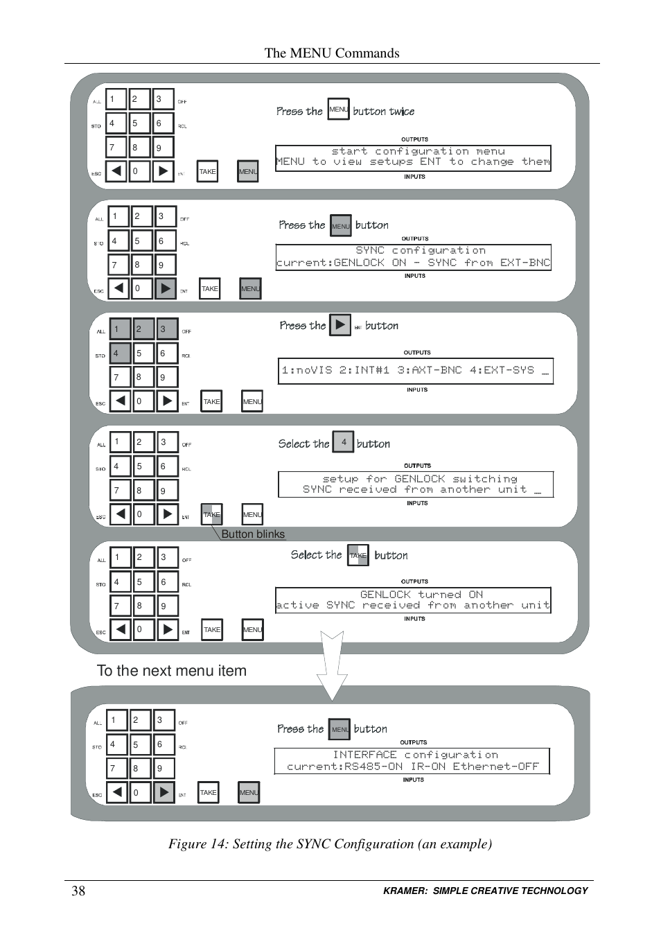 The menu commands | Kramer Electronics VS-3232Vxl User Manual | Page 42 / 61