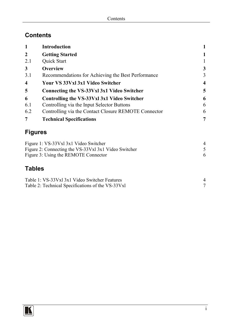 Kramer Electronics VS-33Vxl User Manual | Page 2 / 11