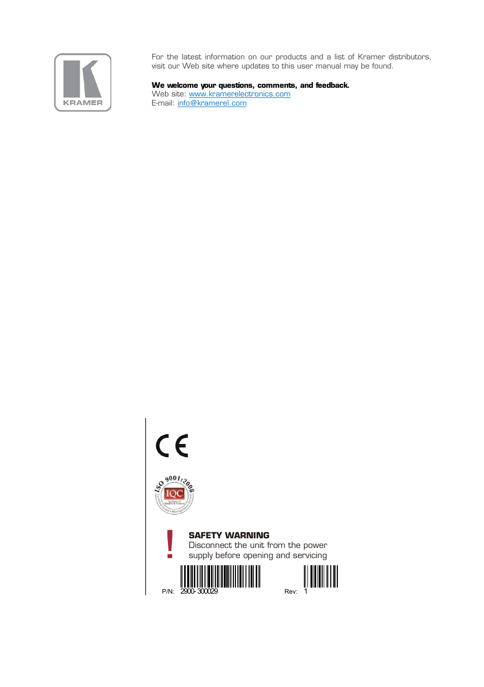 Kramer Electronics VS-401USB User Manual | Page 22 / 22