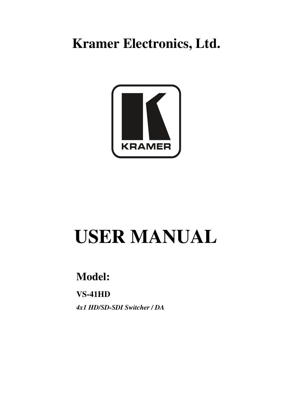 Kramer Electronics VS-41HD User Manual | 23 pages