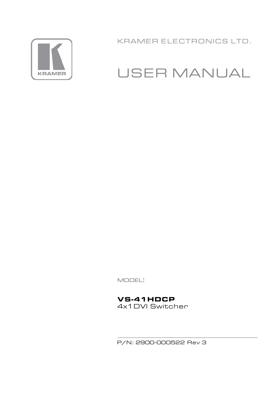 Kramer Electronics VS-41HDCP User Manual | 39 pages