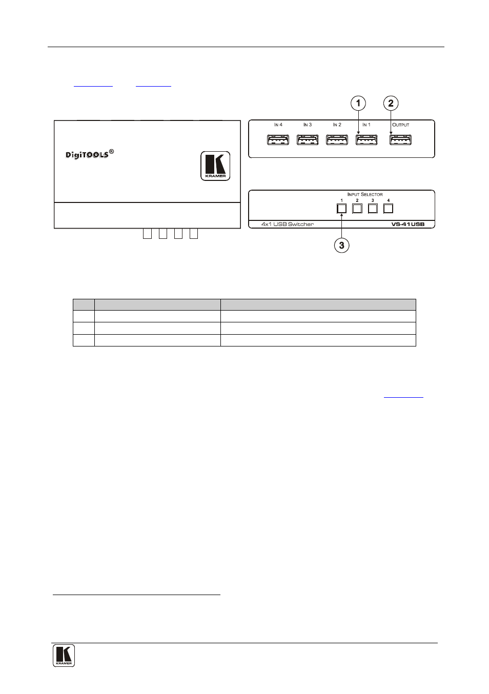 4 your vs-41usb 4x1 usb switcher, Your vs-41usb 4x1 usb switcher, Connecting and using the vs-41usb 4x1 usb switcher | Figure 1: vs-41usb 4x1 usb switcher, Table 1: vs-41usb 4x1 usb switcher features, For example, up to four hard drives | Kramer Electronics VS-41USB User Manual | Page 5 / 8