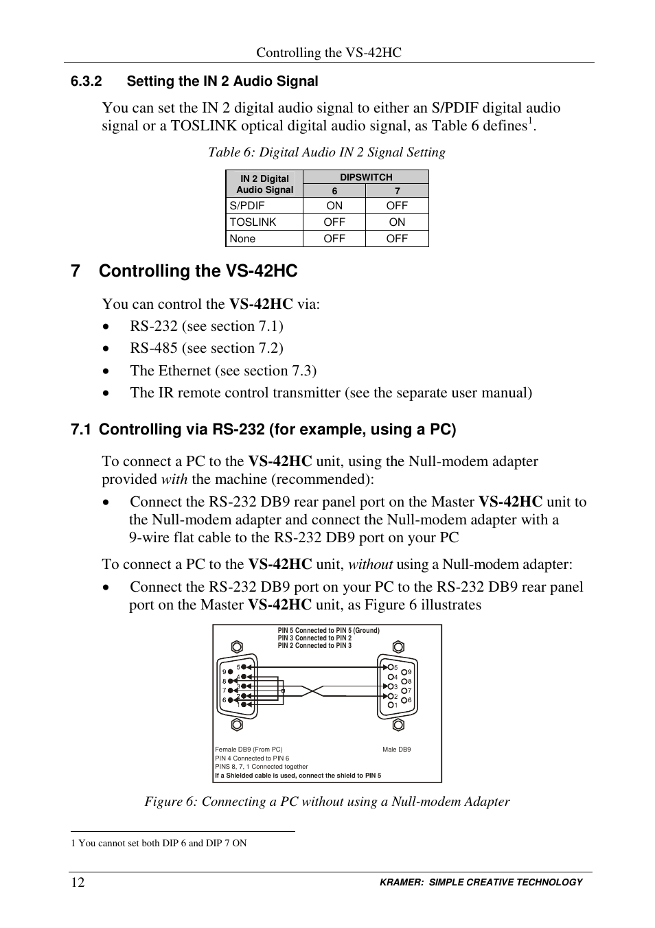 7 controlling the vs-42hc | Kramer Electronics VS-42HC User Manual | Page 15 / 39