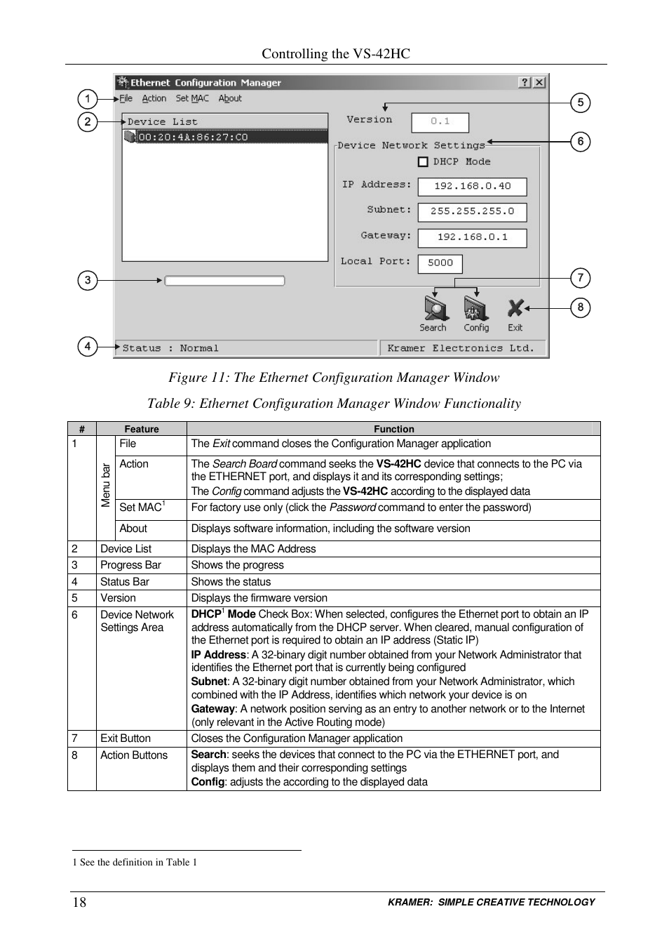 Controlling the vs-42hc | Kramer Electronics VS-42HC User Manual | Page 21 / 39