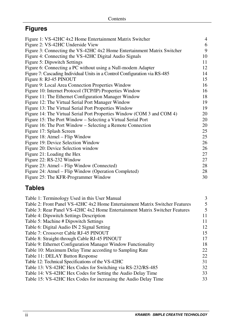 Kramer Electronics VS-42HC User Manual | Page 3 / 39