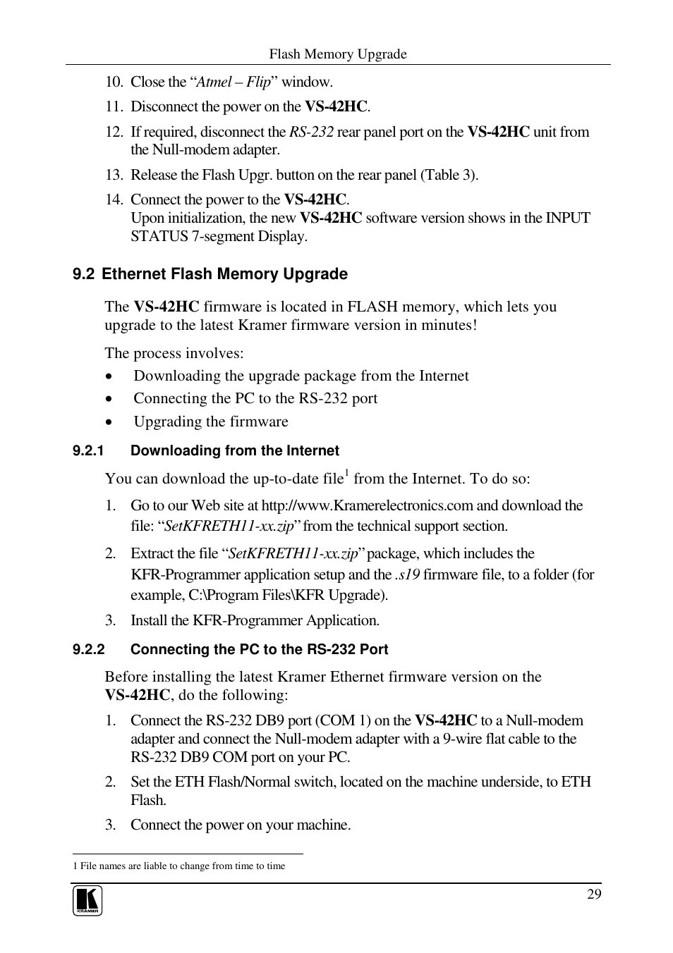 Kramer Electronics VS-42HC User Manual | Page 32 / 39