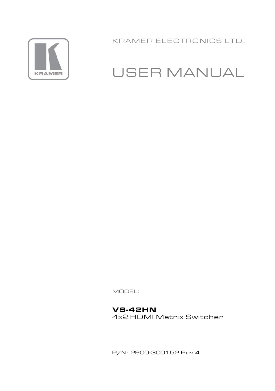 Kramer Electronics VS-42HN User Manual | 33 pages