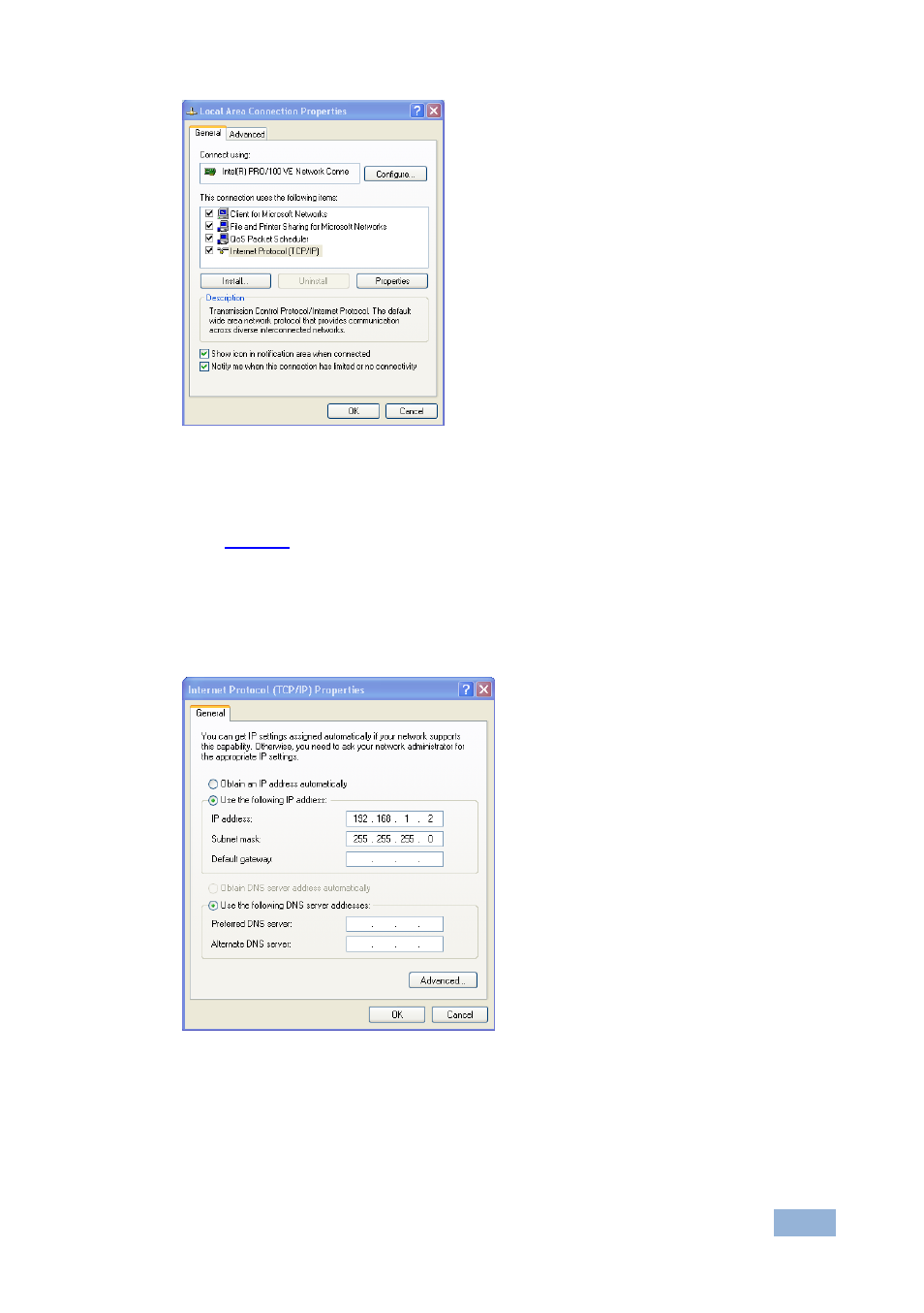 Figure 6: local area connection properties window, Figure 6 | Kramer Electronics VS-44FO User Manual | Page 20 / 43