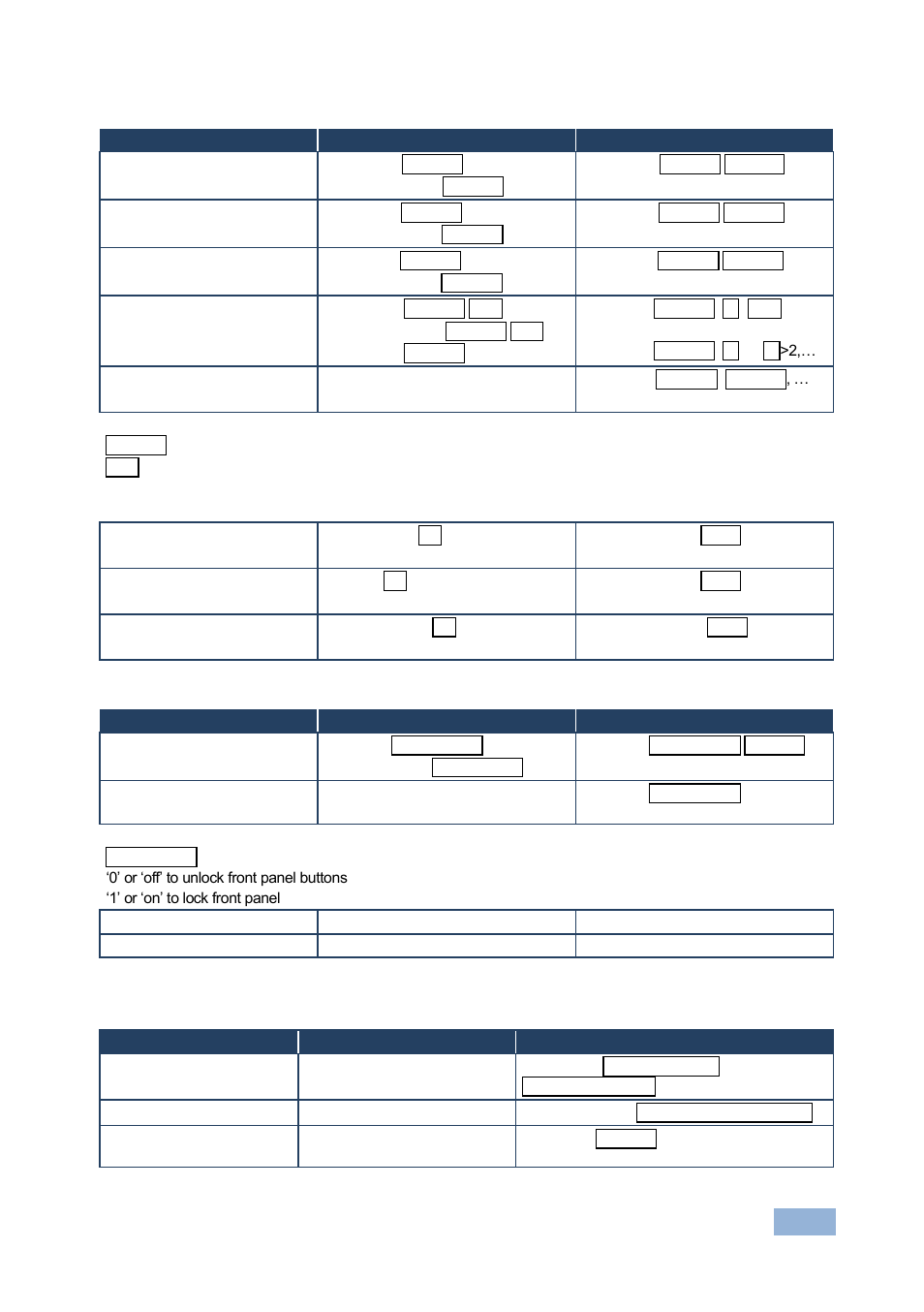 4 preset commands, 5 operation commands, 6 machine information commands | Kramer Electronics VS-44FO User Manual | Page 36 / 43