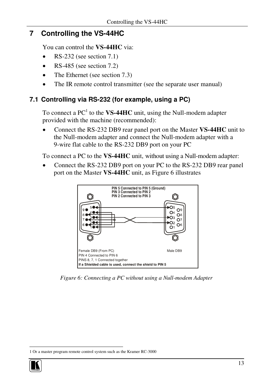 7 controlling the vs-44hc | Kramer Electronics VS-44HC User Manual | Page 17 / 49