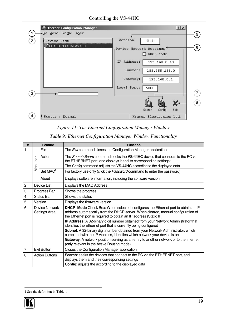Controlling the vs-44hc | Kramer Electronics VS-44HC User Manual | Page 23 / 49
