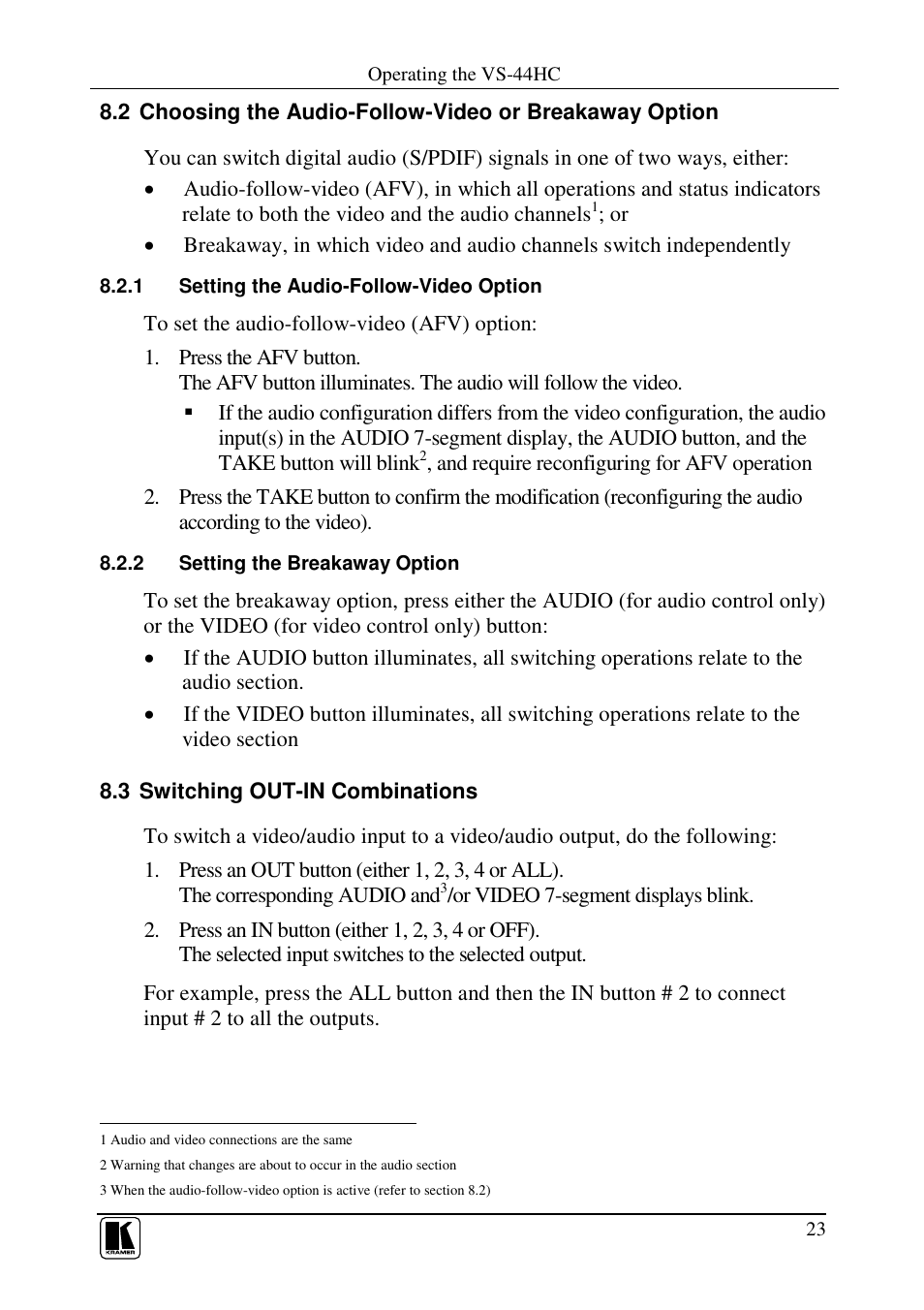 Kramer Electronics VS-44HC User Manual | Page 27 / 49
