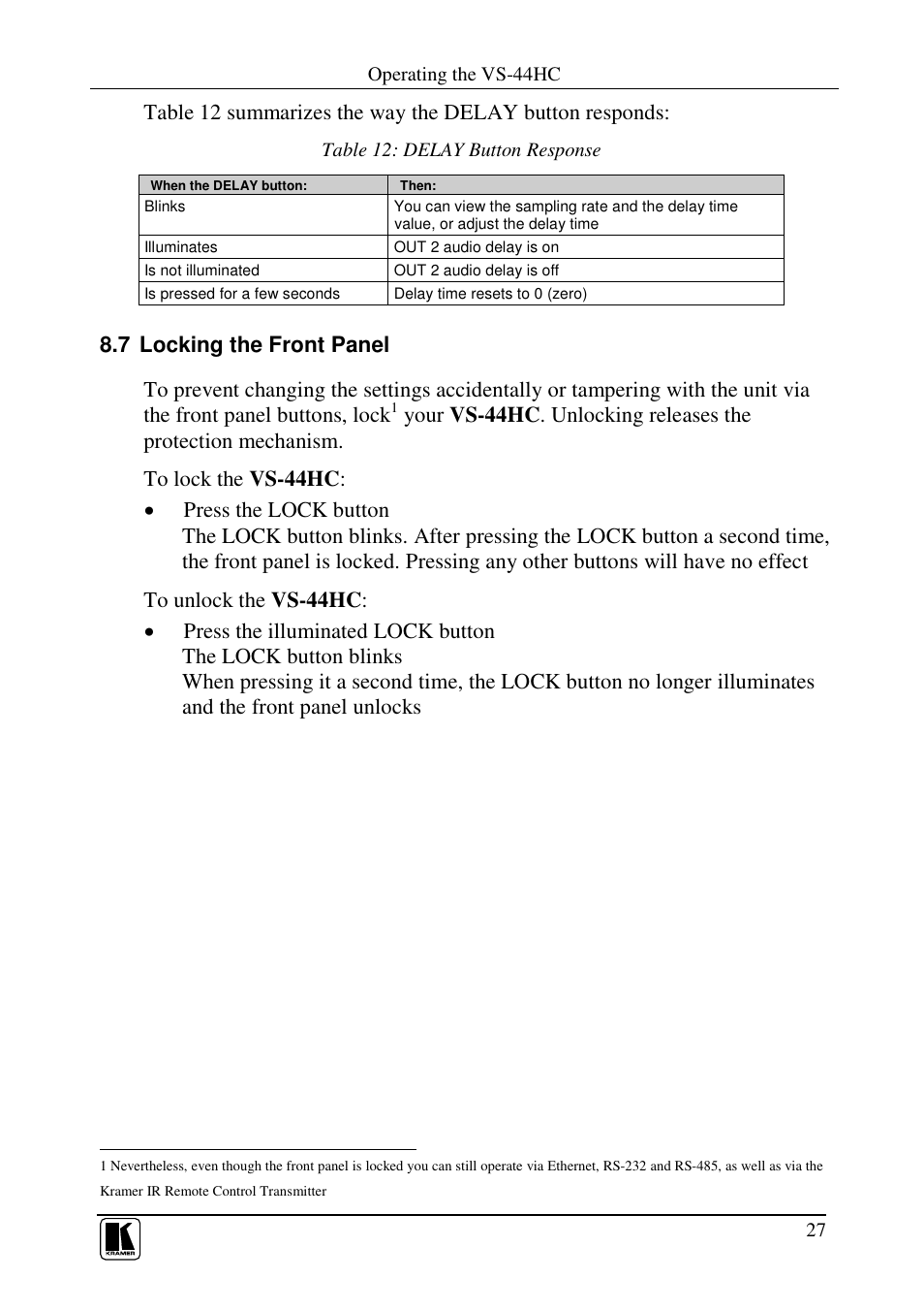 Kramer Electronics VS-44HC User Manual | Page 31 / 49