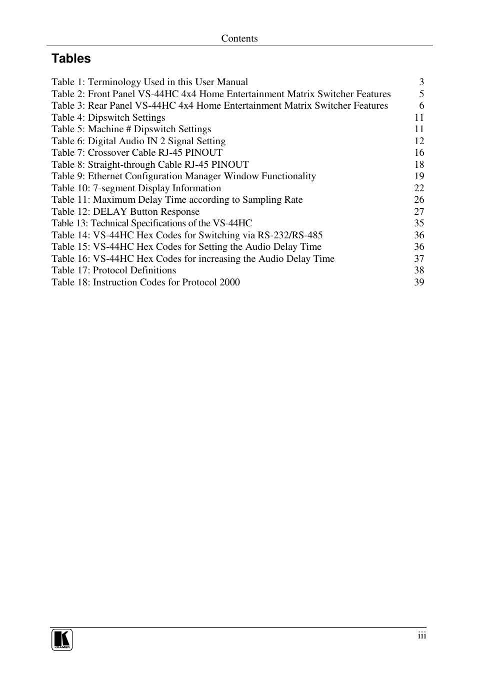 Kramer Electronics VS-44HC User Manual | Page 4 / 49