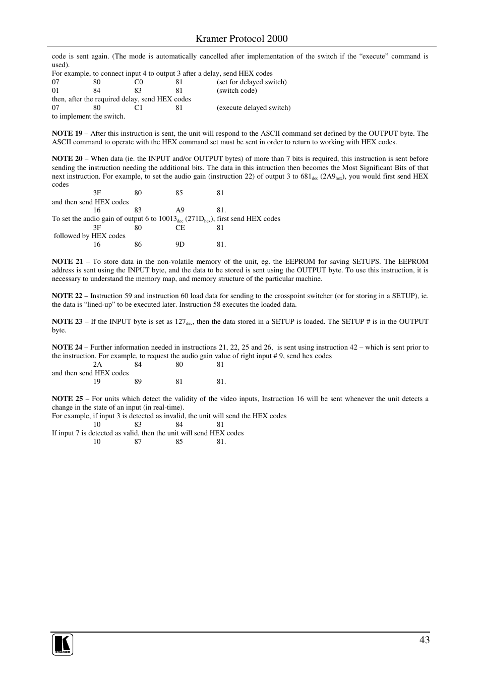 Kramer protocol 2000 | Kramer Electronics VS-44HC User Manual | Page 47 / 49