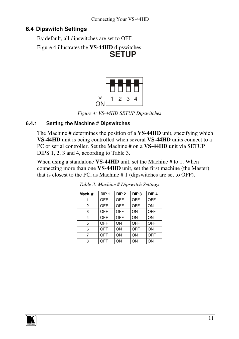Setup | Kramer Electronics VS-44HD User Manual | Page 14 / 32