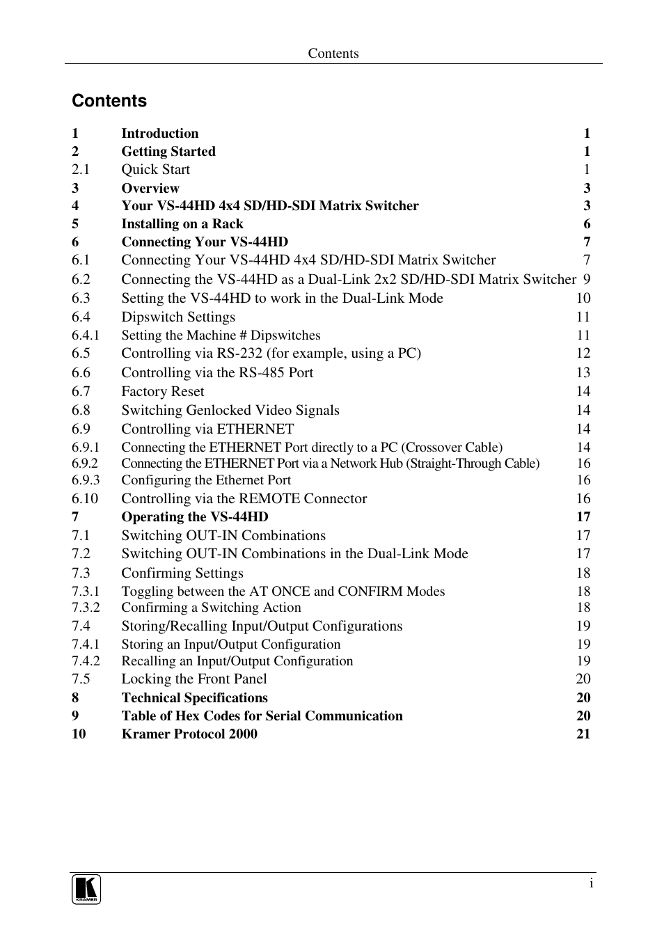 Kramer Electronics VS-44HD User Manual | Page 2 / 32