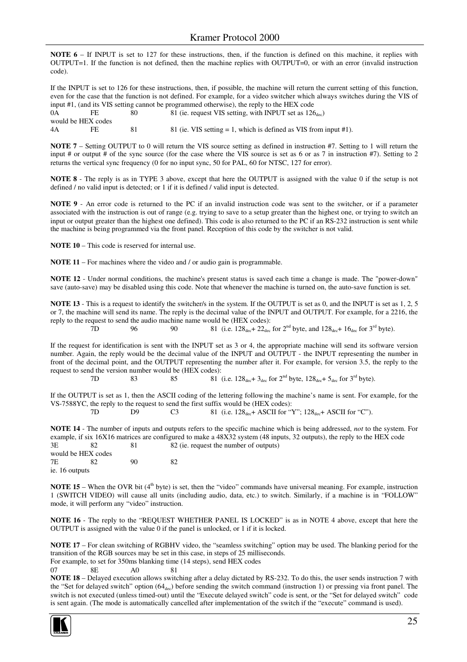 Kramer protocol 2000 | Kramer Electronics VS-44HD User Manual | Page 28 / 32