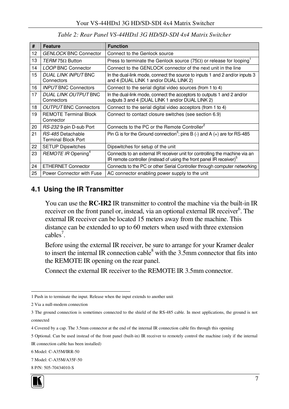 Kramer Electronics VS-44HDxl User Manual | Page 10 / 31