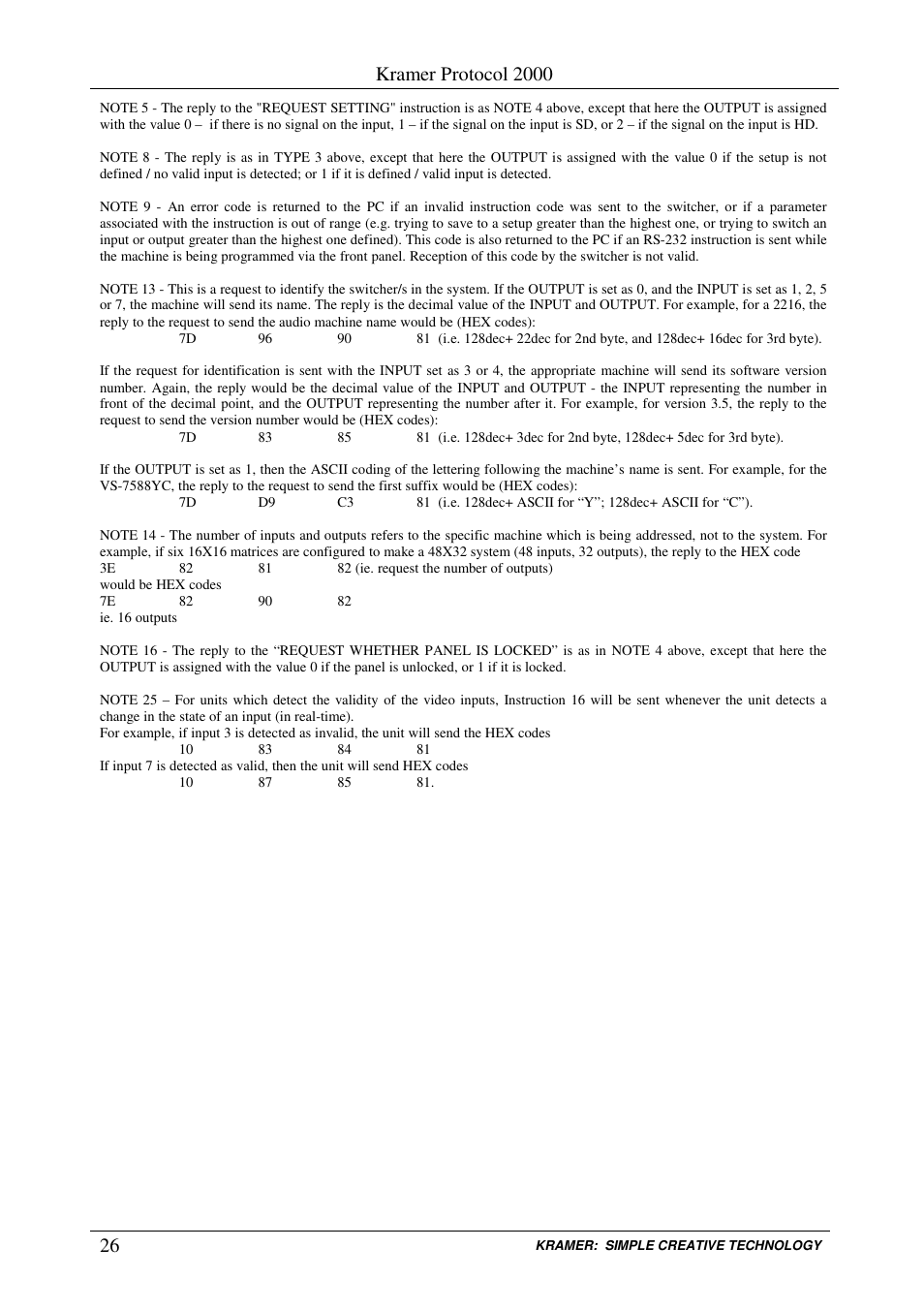 Kramer protocol 2000 | Kramer Electronics VS-44HDxl User Manual | Page 29 / 31