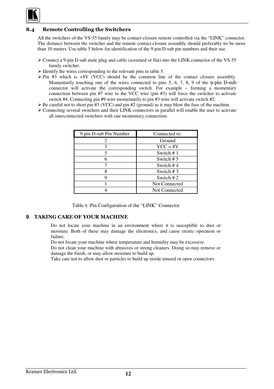 Kramer Electronics VS-55YC User Manual | Page 13 / 16