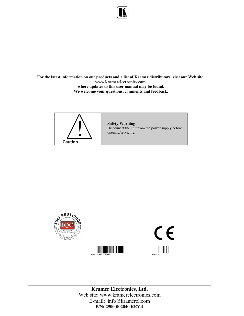 Kramer Electronics VS-55YC User Manual | Page 16 / 16