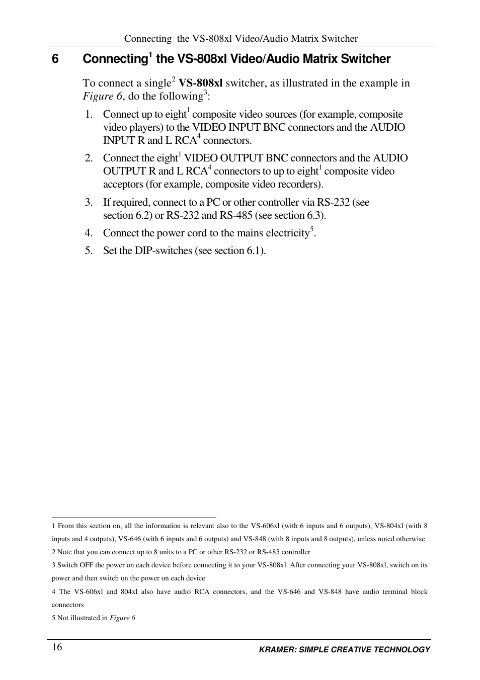 6connecting, The vs-808xl video/audio matrix switcher | Kramer Electronics VS-848 User Manual | Page 19 / 39