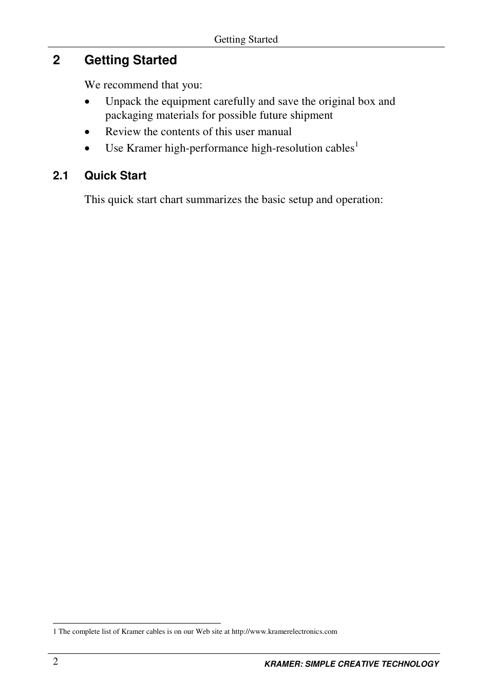 2getting started | Kramer Electronics VS-848 User Manual | Page 5 / 39