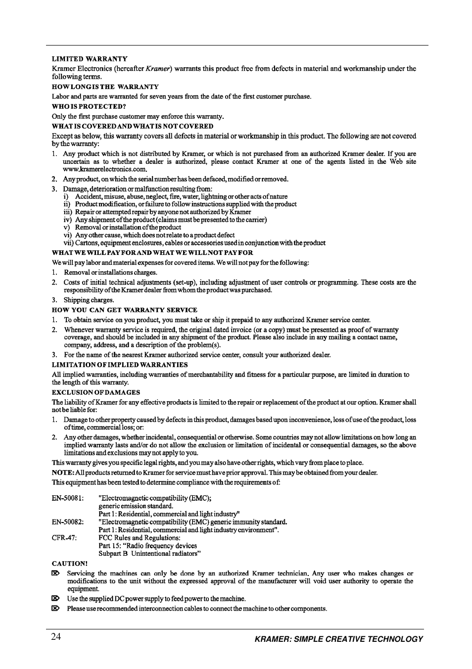 Kramer Electronics VS-626 User Manual | Page 27 / 28