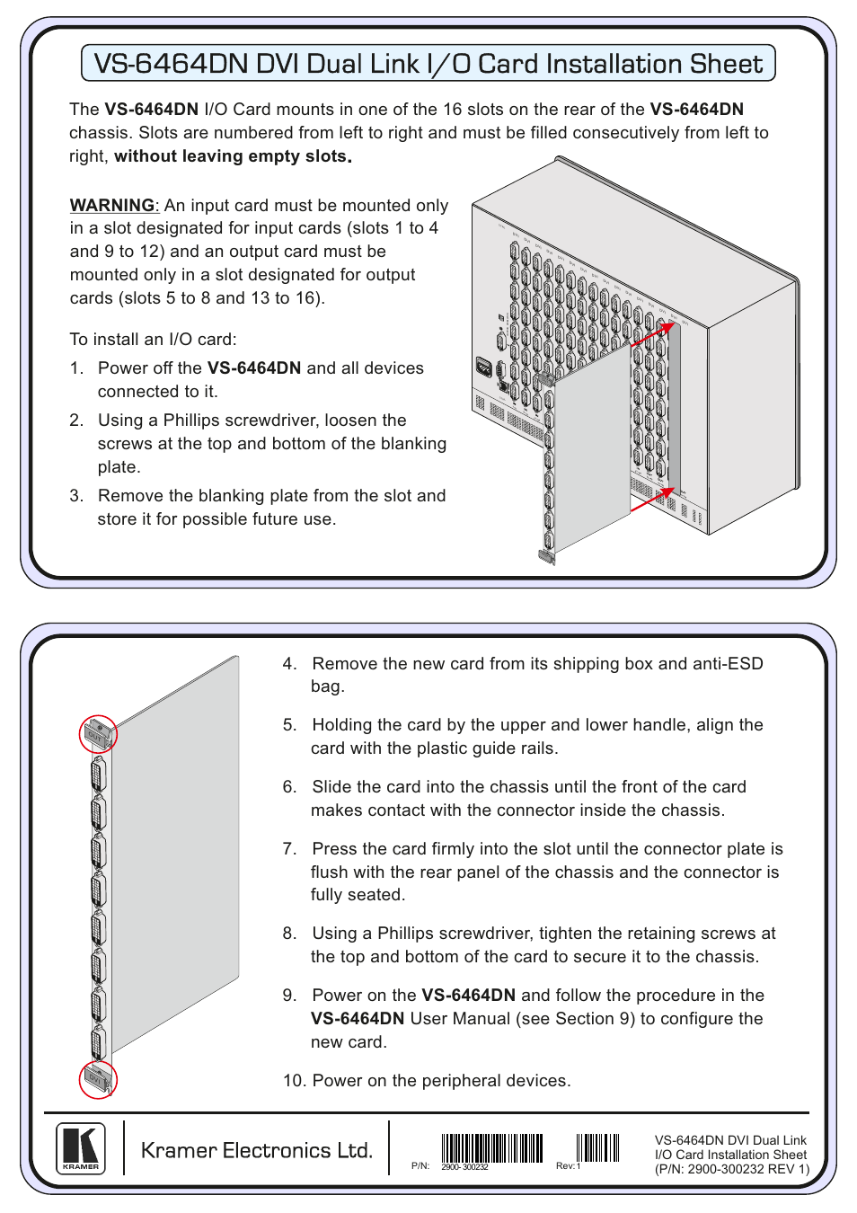 Kramer Electronics VS-6464DN User Manual | 1 page