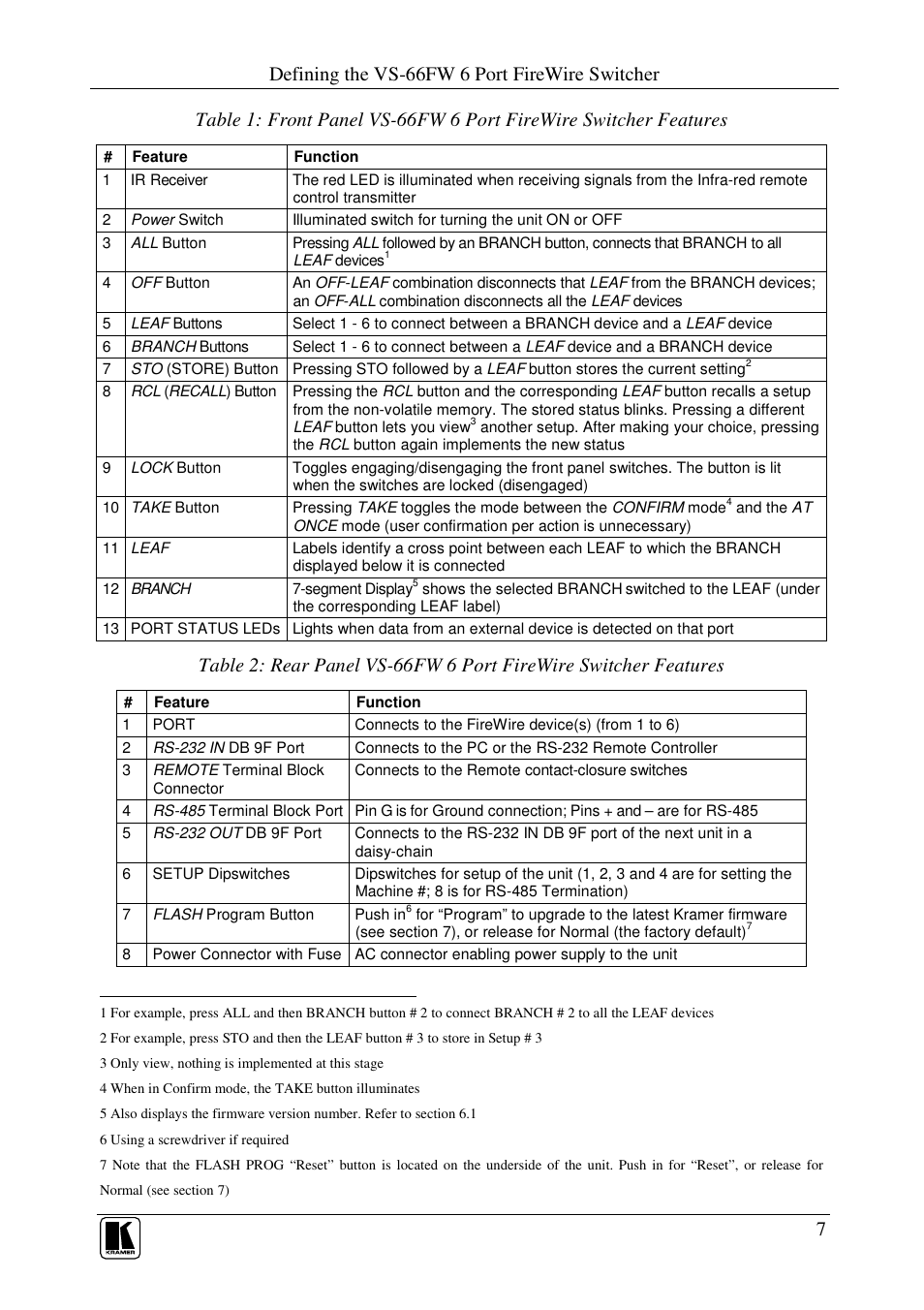 Defining the vs-66fw 6 port firewire switcher | Kramer Electronics VS-66FW User Manual | Page 11 / 31