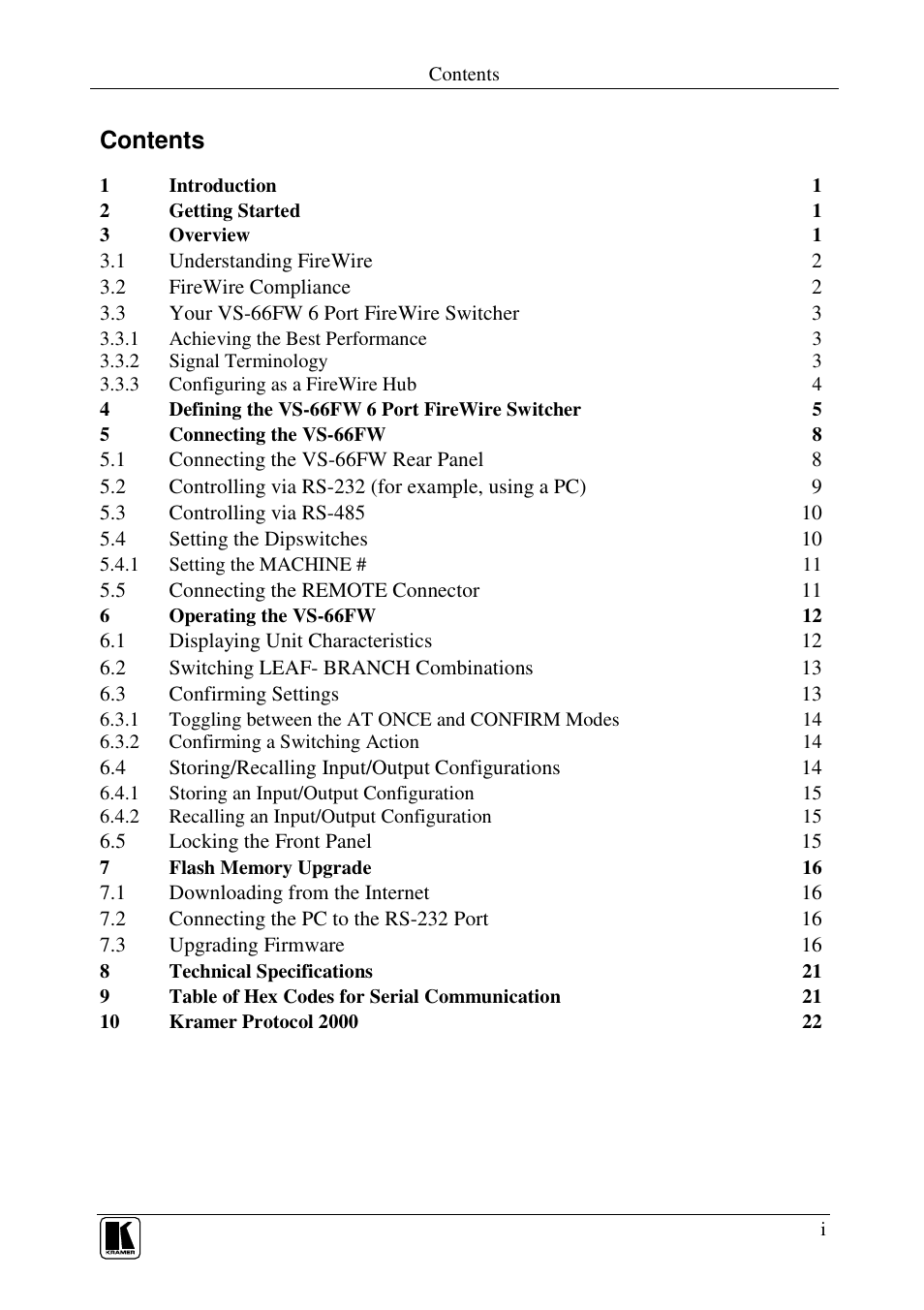 Kramer Electronics VS-66FW User Manual | Page 2 / 31