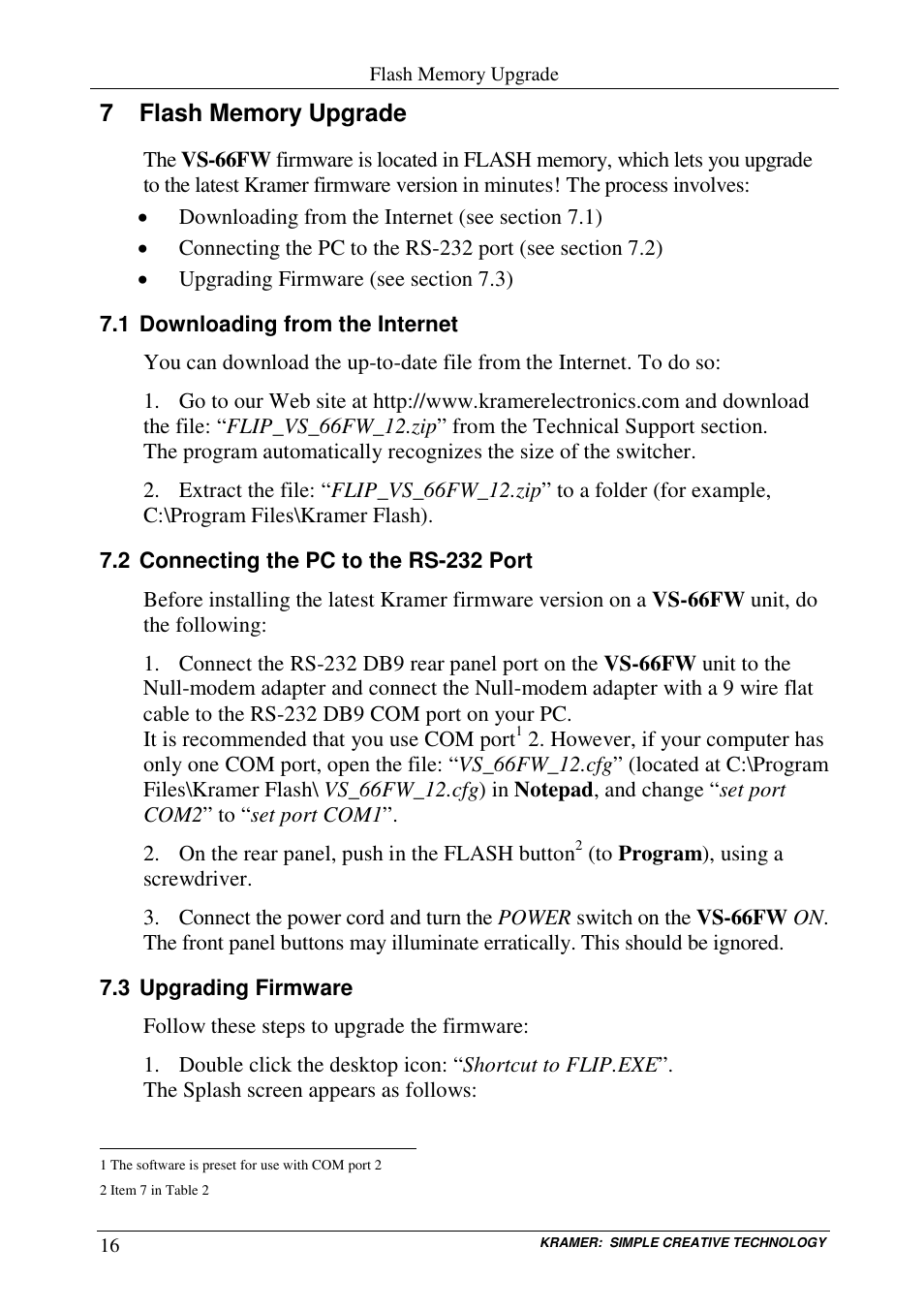 Kramer Electronics VS-66FW User Manual | Page 20 / 31