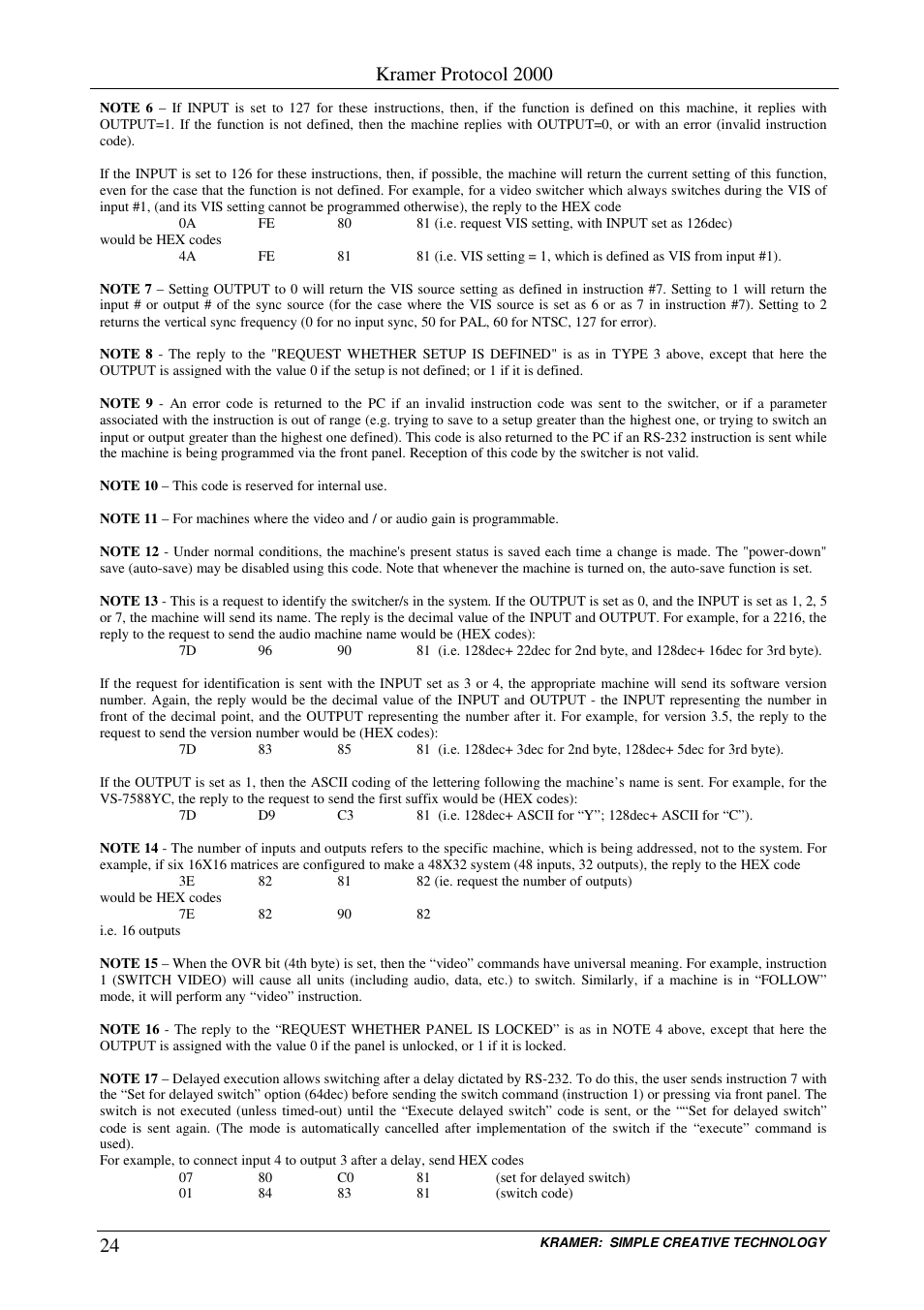 Kramer protocol 2000 | Kramer Electronics VS-66FW User Manual | Page 28 / 31