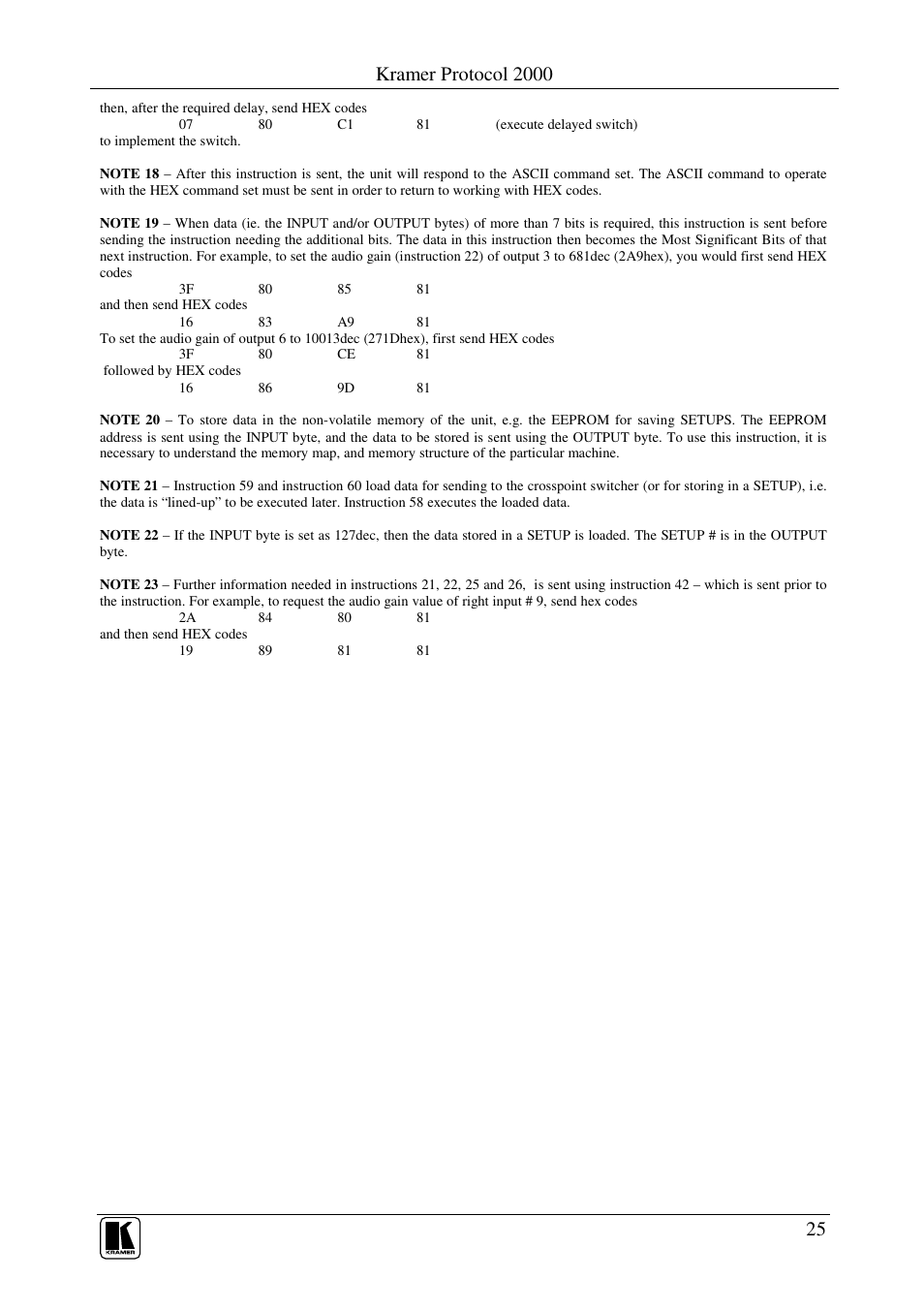 Kramer protocol 2000 | Kramer Electronics VS-66FW User Manual | Page 29 / 31