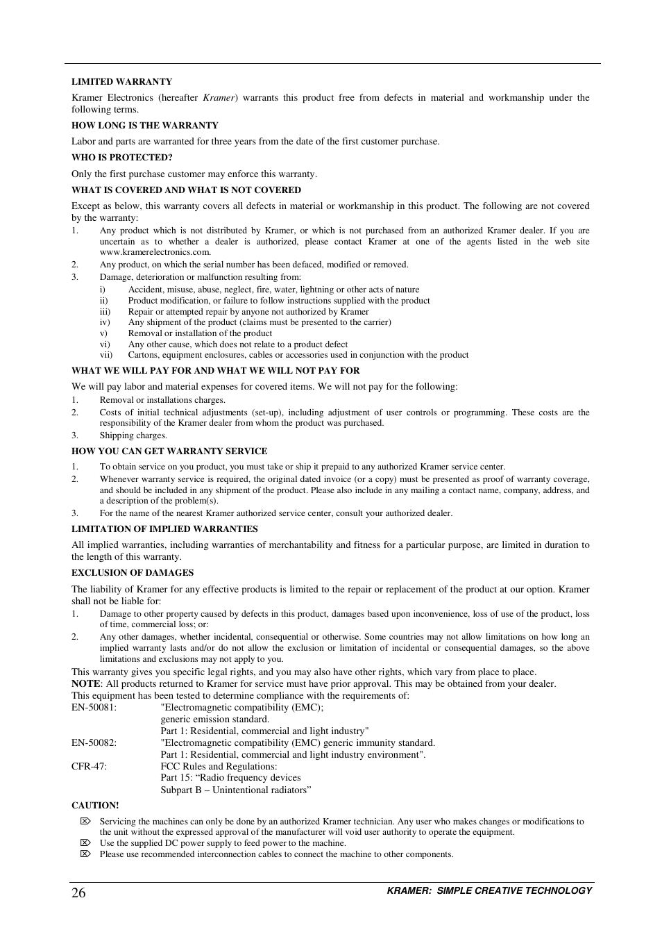 Kramer Electronics VS-66FW User Manual | Page 30 / 31