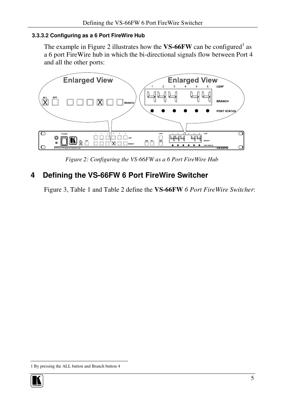 4 defining the vs-66fw 6 port firewire switcher | Kramer Electronics VS-66FW User Manual | Page 9 / 31