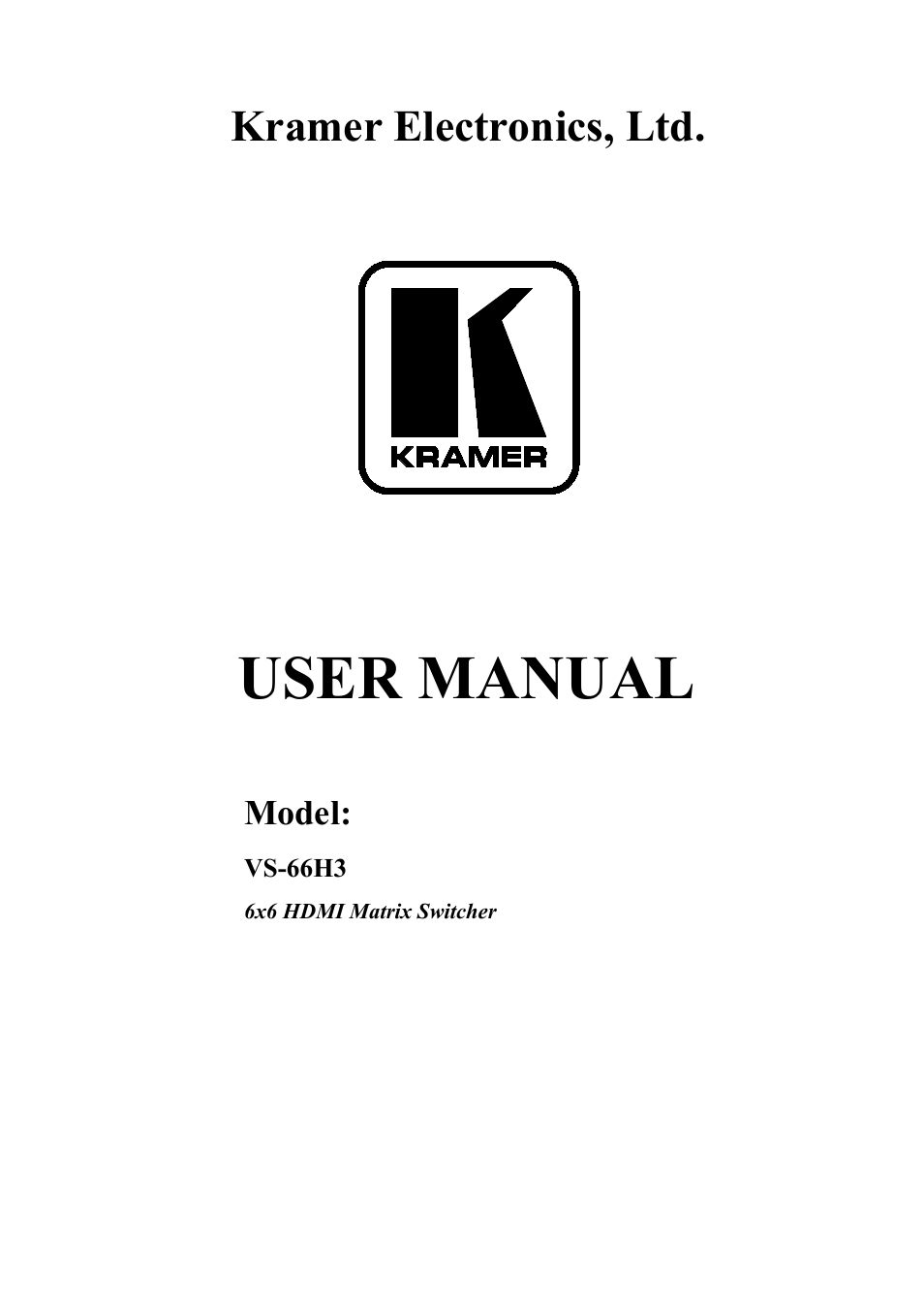 Kramer Electronics VS-66H3 User Manual | 27 pages