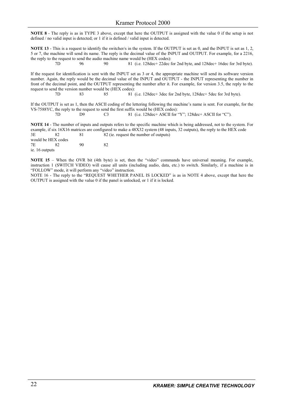 Kramer protocol 2000 | Kramer Electronics VS-66H3 User Manual | Page 25 / 27