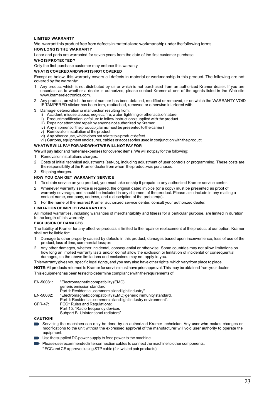 Kramer Electronics VS-66H3 User Manual | Page 26 / 27