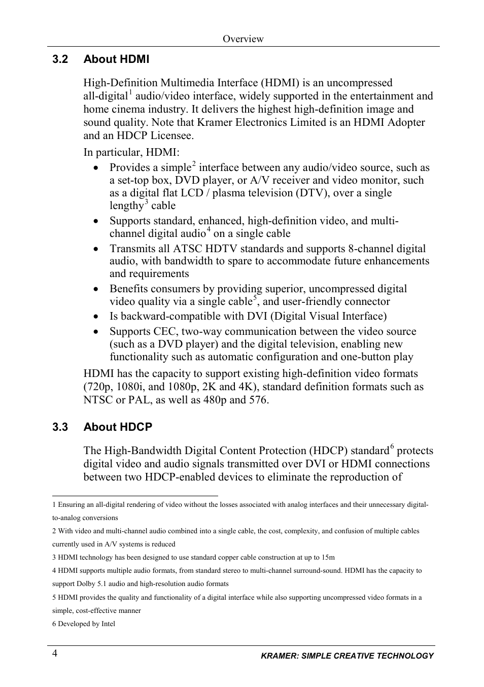 2 about hdmi, 3 about hdcp, About hdmi | About hdcp | Kramer Electronics VS-66H3 User Manual | Page 7 / 27