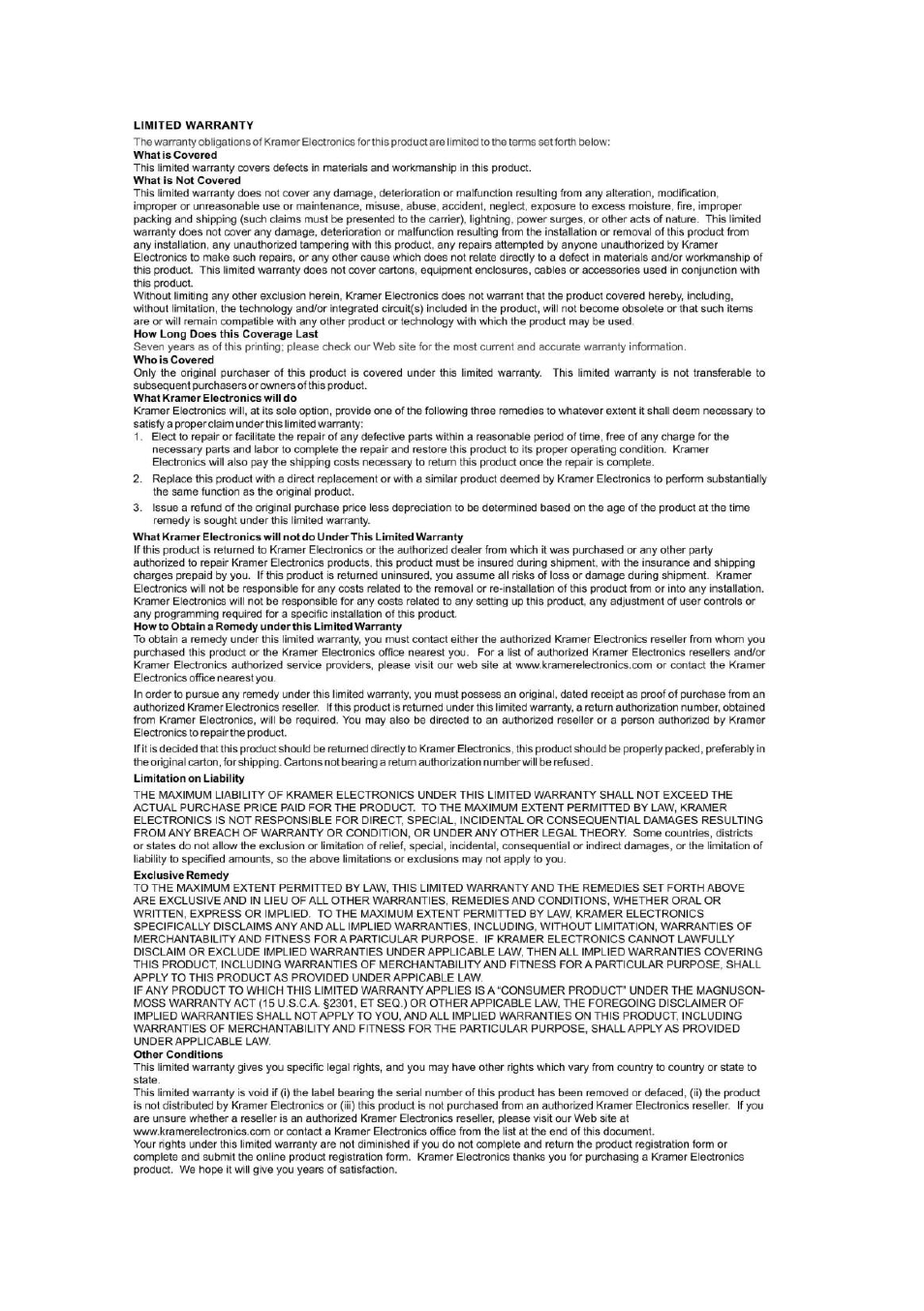 Kramer Electronics VS-66HDCPxl User Manual | Page 29 / 30