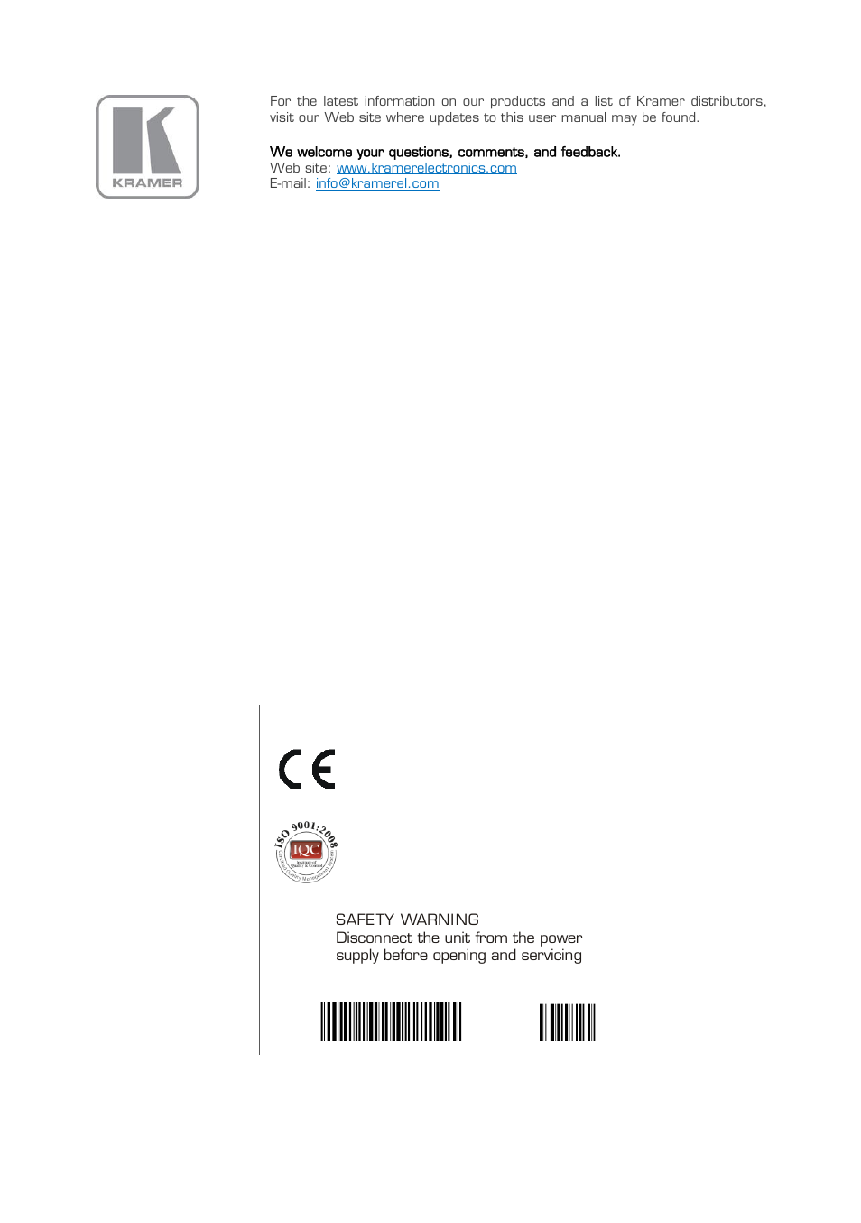 Kramer Electronics VS-66HDCPxl User Manual | Page 30 / 30