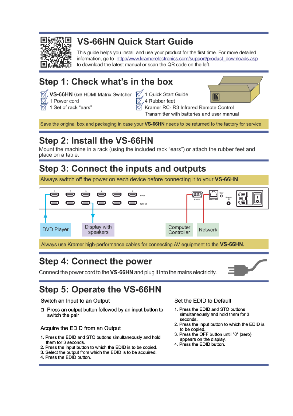 Kramer Electronics VS-66HN User Manual | Page 2 / 36