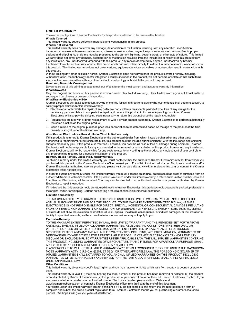 Kramer Electronics VS-66HN User Manual | Page 35 / 36
