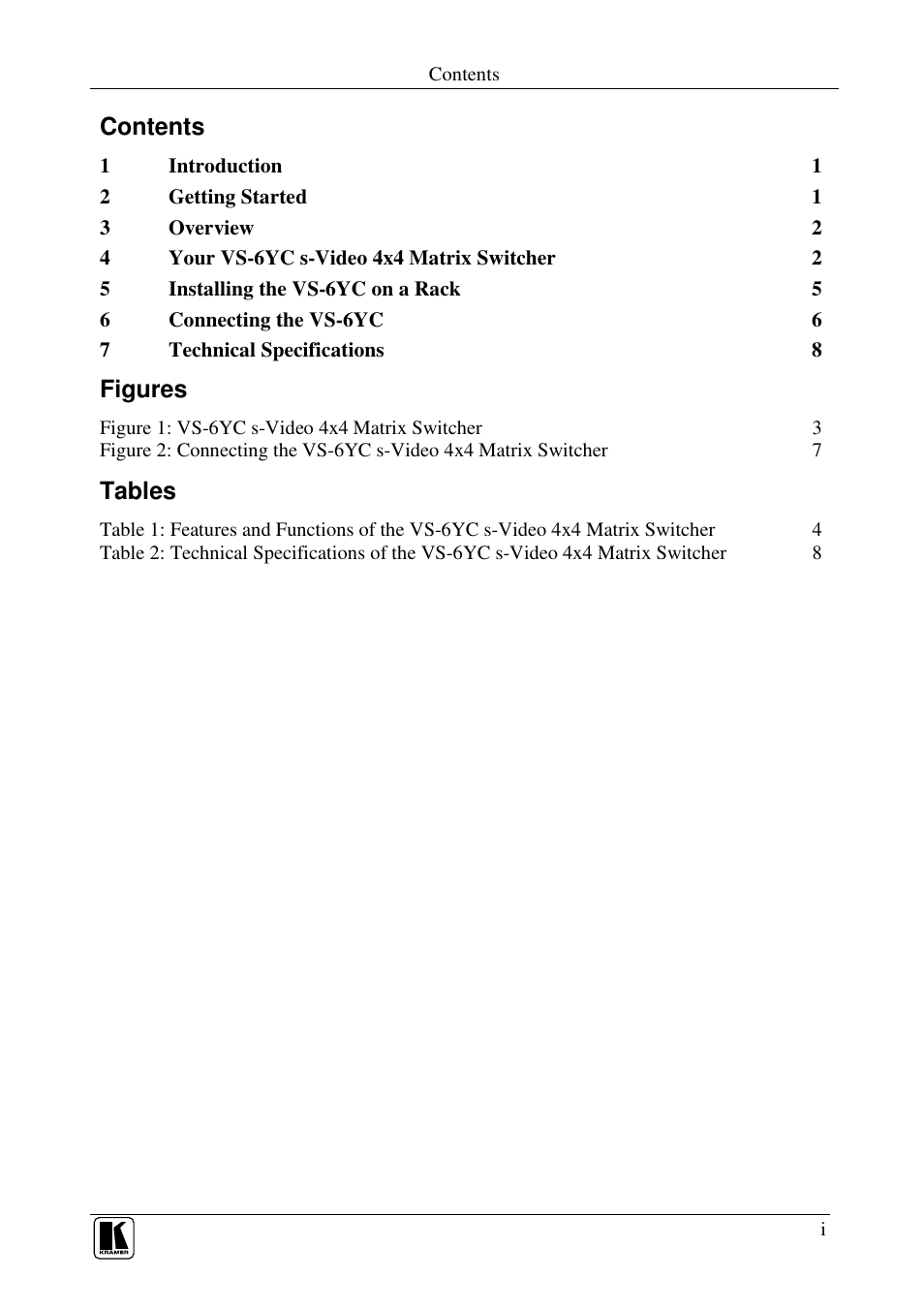 Kramer Electronics VS-6YC User Manual | Page 2 / 12
